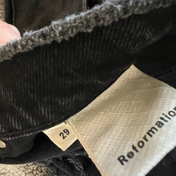 Reformation Black Button Fly High Rise Jean Short Distressed Size 29 - Picture 4 of 5